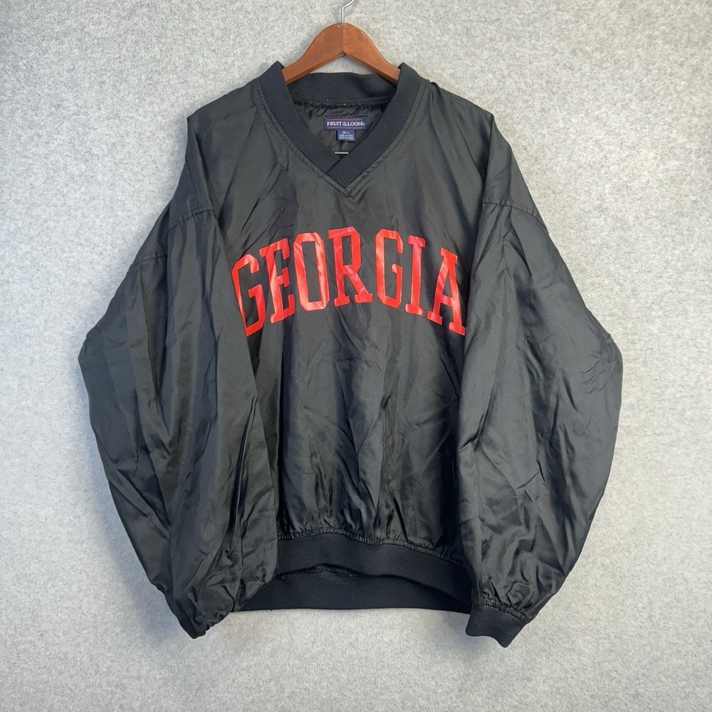 Georgia Bulldogs Men's Vintage Windbreaker Pullover Shirt Fruit Of The Loom Sz L